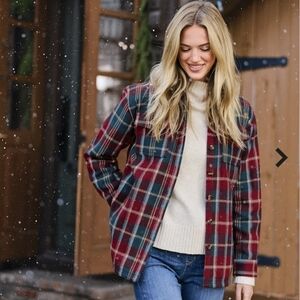 Plaid Button-Up Shirt Jacket - Red and Blue
